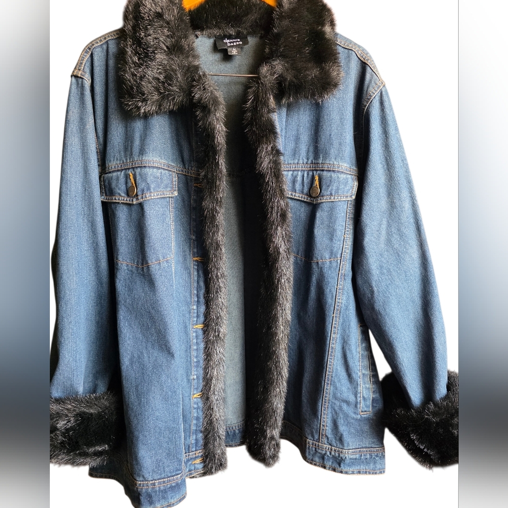 2 Pc Denim Jacket & Removable Faux Fur Liner Vest XL. - Picture 2 of 16
